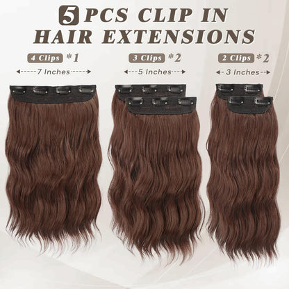 Clip in Extensions Kastanie 35cm Natürliches Synthetisches