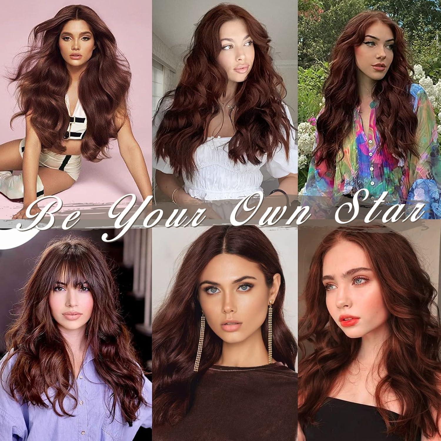 Clip in Extensions 5PCs 35cm Kastanien Haarverlängerung Synthetisch