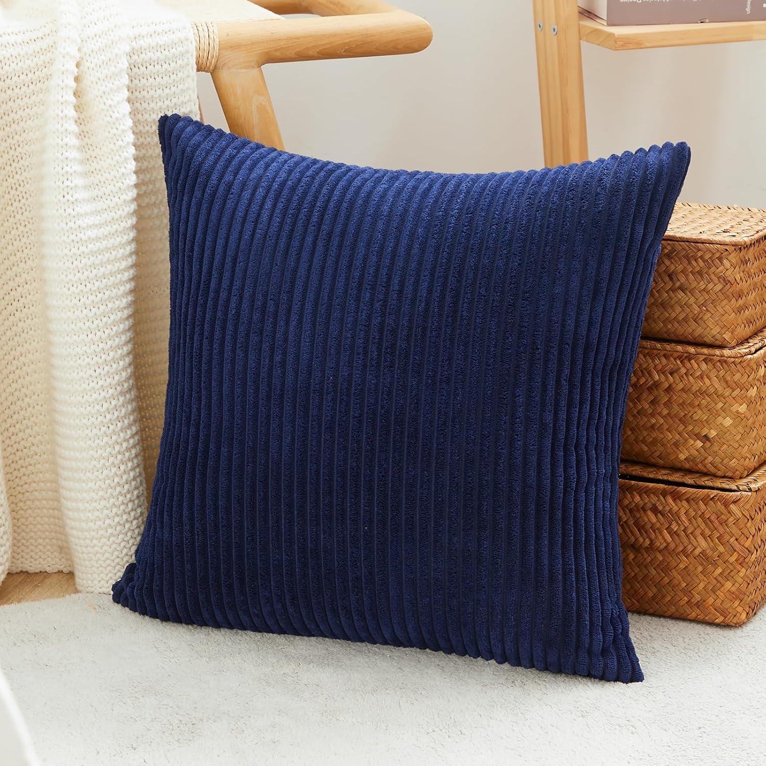 Topfinel Kissenbezüge 50x50 Blau Kordsamt 2er Set