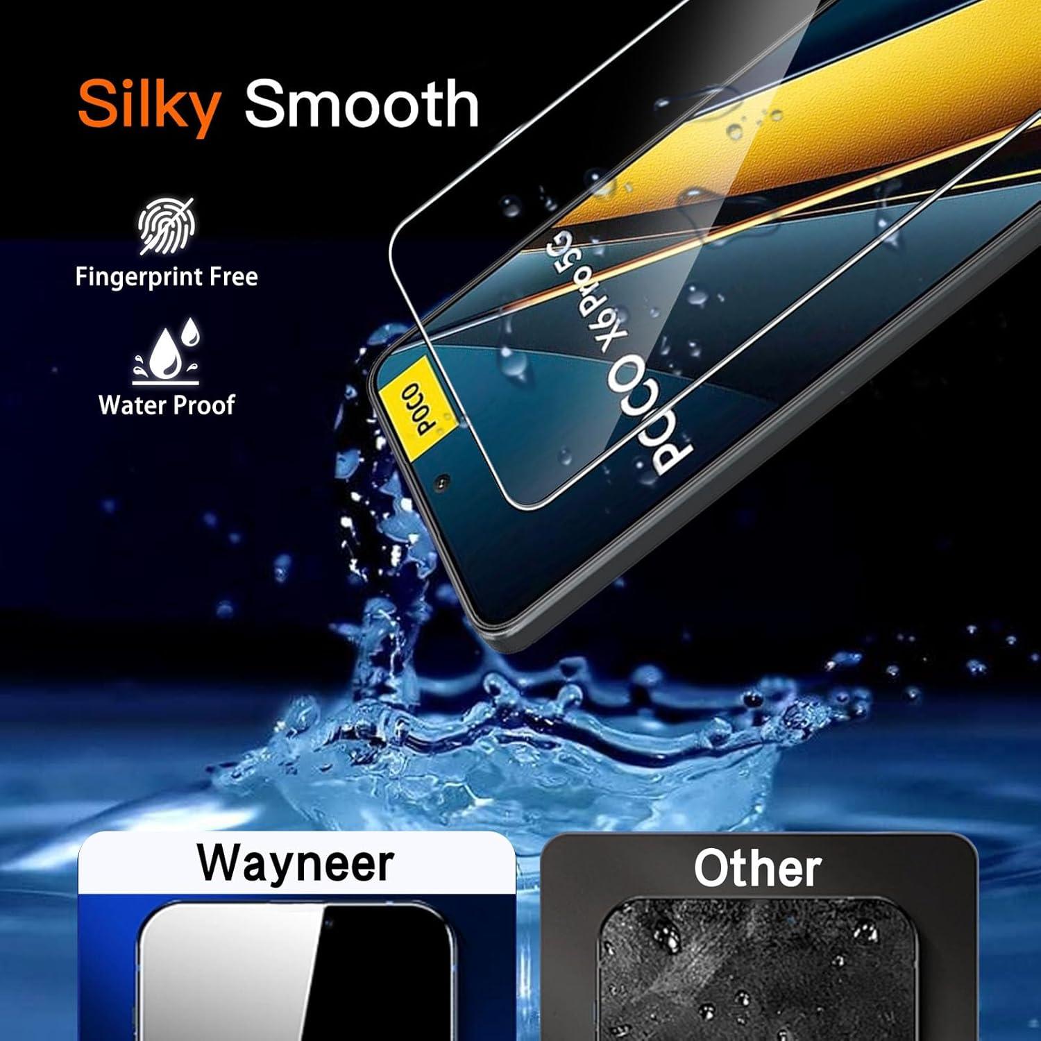 Wayneer Schutzfolie für Xiaomi POCO X6 Pro - Panzerglas 9H Härte 3 Stk. Displayfolie Kamera Panzerfolie