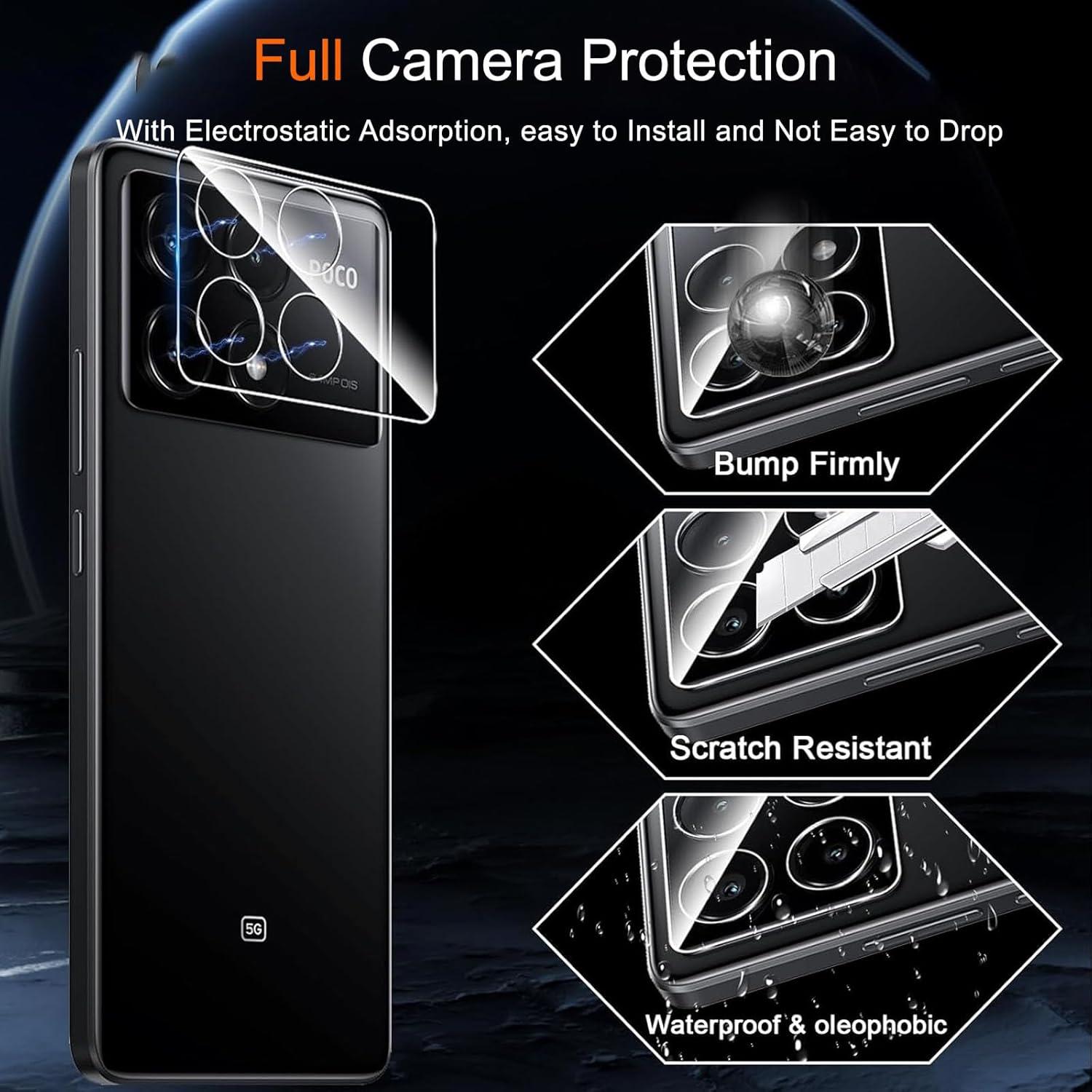 Schutzfolie Panzerglas für Xiaomi POCO X6 Pro 3 Stk Kamera Anti-Kratzen 9H Härte