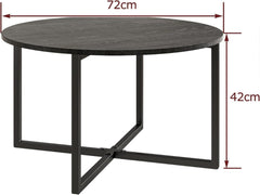 Runder Couchtisch mit Metallbeinen und Holzoptik, Schwarz
