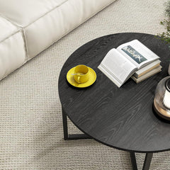 Runder Couchtisch mit Metallbeinen Schwarz 72 cm - Einfach zu montieren