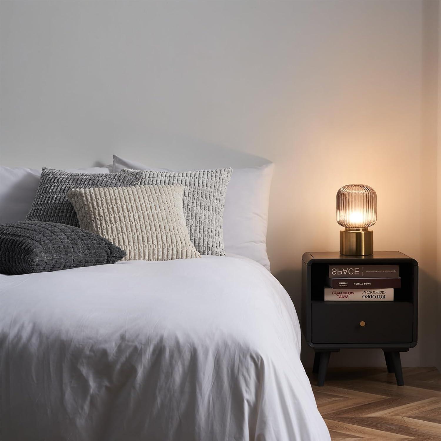 4er Set Kissenbezug 30x30cm Grau Kordsamt Dekokissen Wohnzimmer Sofa