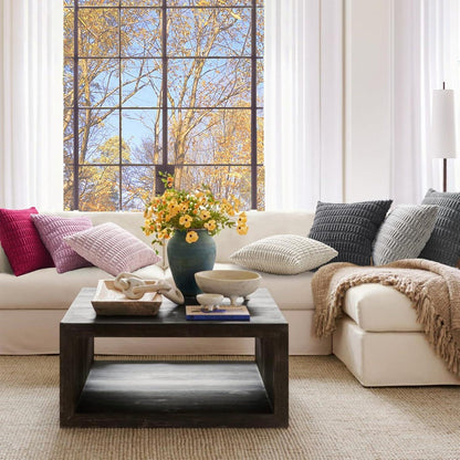 Topfinel 4er Set Kissenbezug 60x60 cm Grau Kordsamt Dekokissen Sofa Schlafzimmer Wohnzimmer