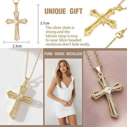 Goldene Kreuzkette Damen Halskette Hypoallergen 18K