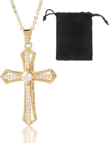 Gold Kreuz Halskette Zirkonia 18K Vergoldet Damen Angebot