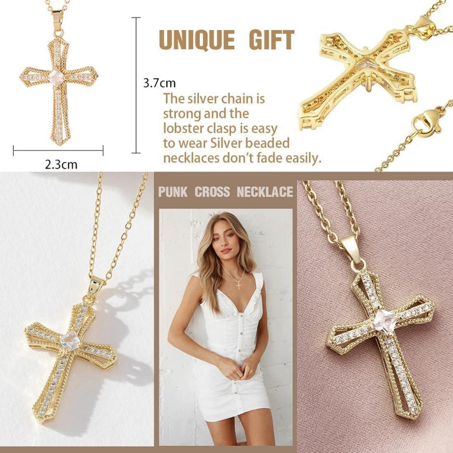 Gold Kreuz Halskette Zirkonia 18K Vergoldet Damen Angebot