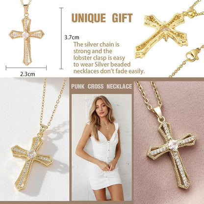 Gold Kreuz Halskette Zirkonia 18K Vergoldet Damen Angebot