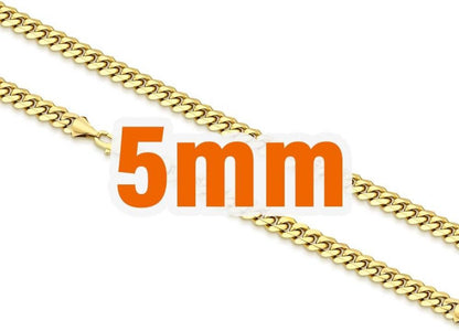 Herren Edelstahl Panzerkette mit Diamantschliff 14K Vergoldet Goldkette 5mm 61cm