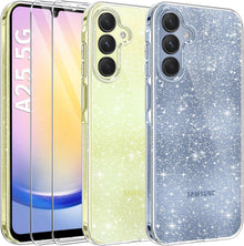 Glitzer Handyhülle Samsung Galaxy A25 5G + 2 SchutzfolienTRANSPARENT