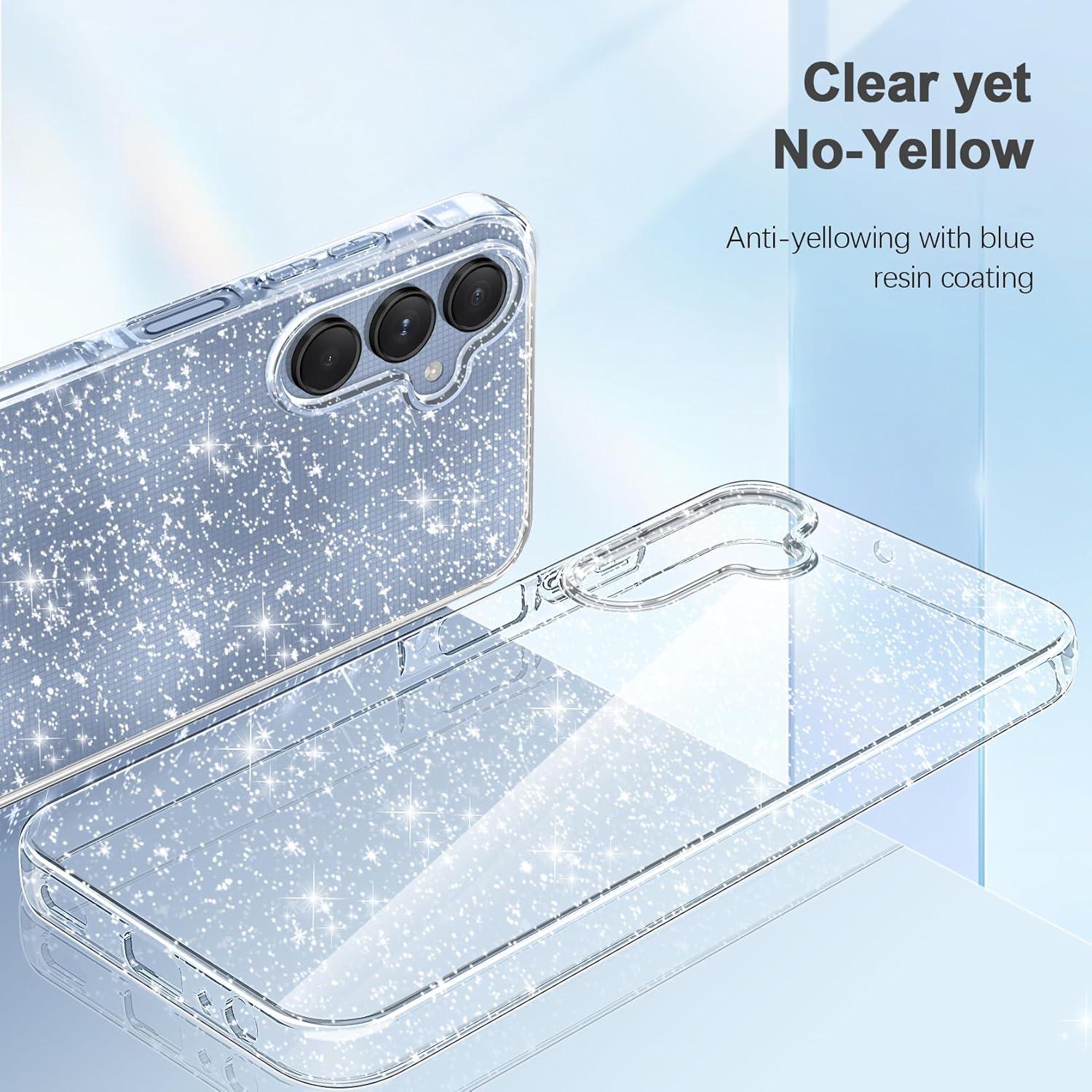 Glitzer Handyhülle Samsung Galaxy A25 5G + 2 SchutzfolienTRANSPARENT