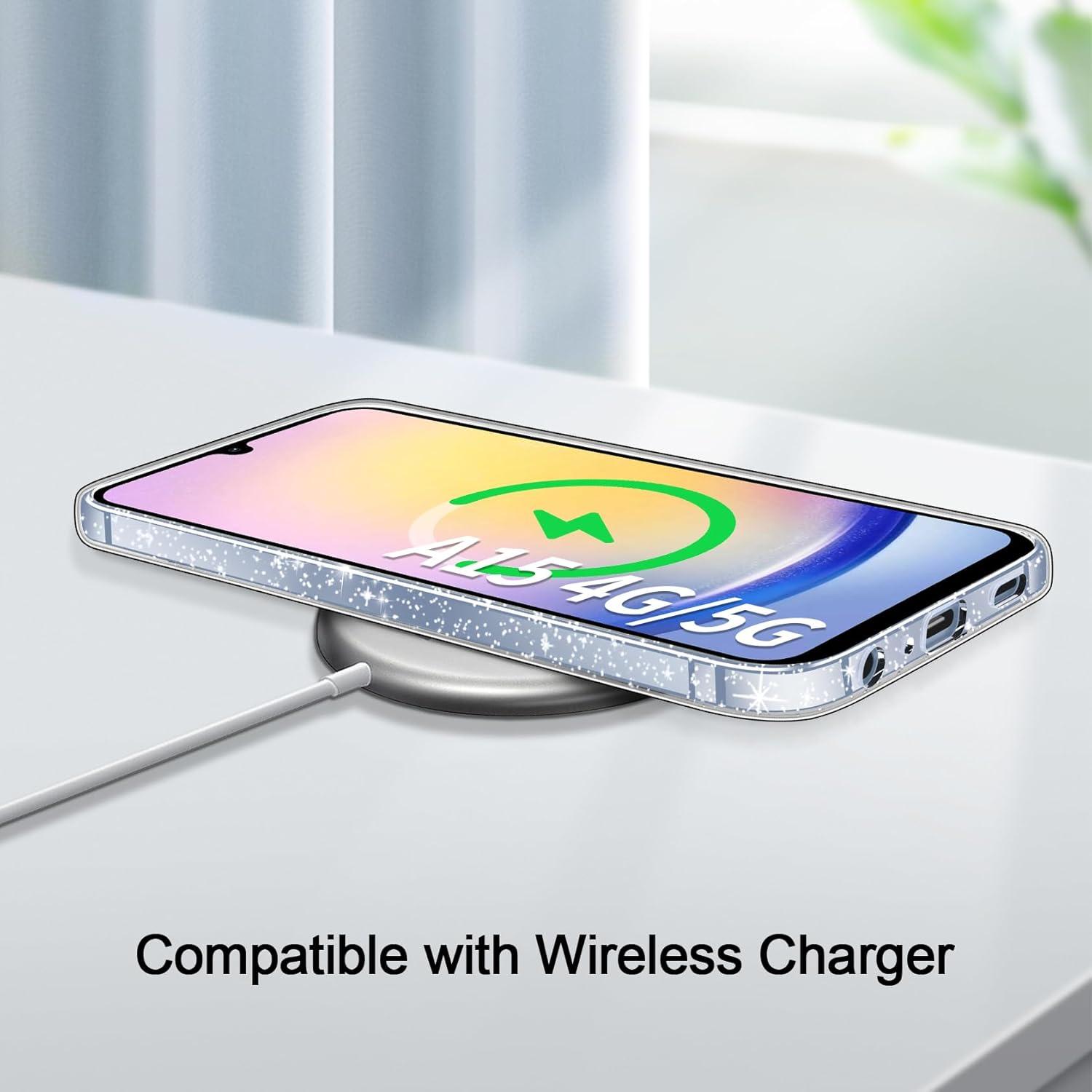 Glitzer Handyhülle Samsung Galaxy A25 5G + 2 Schutzfolien Transparent TPU Case