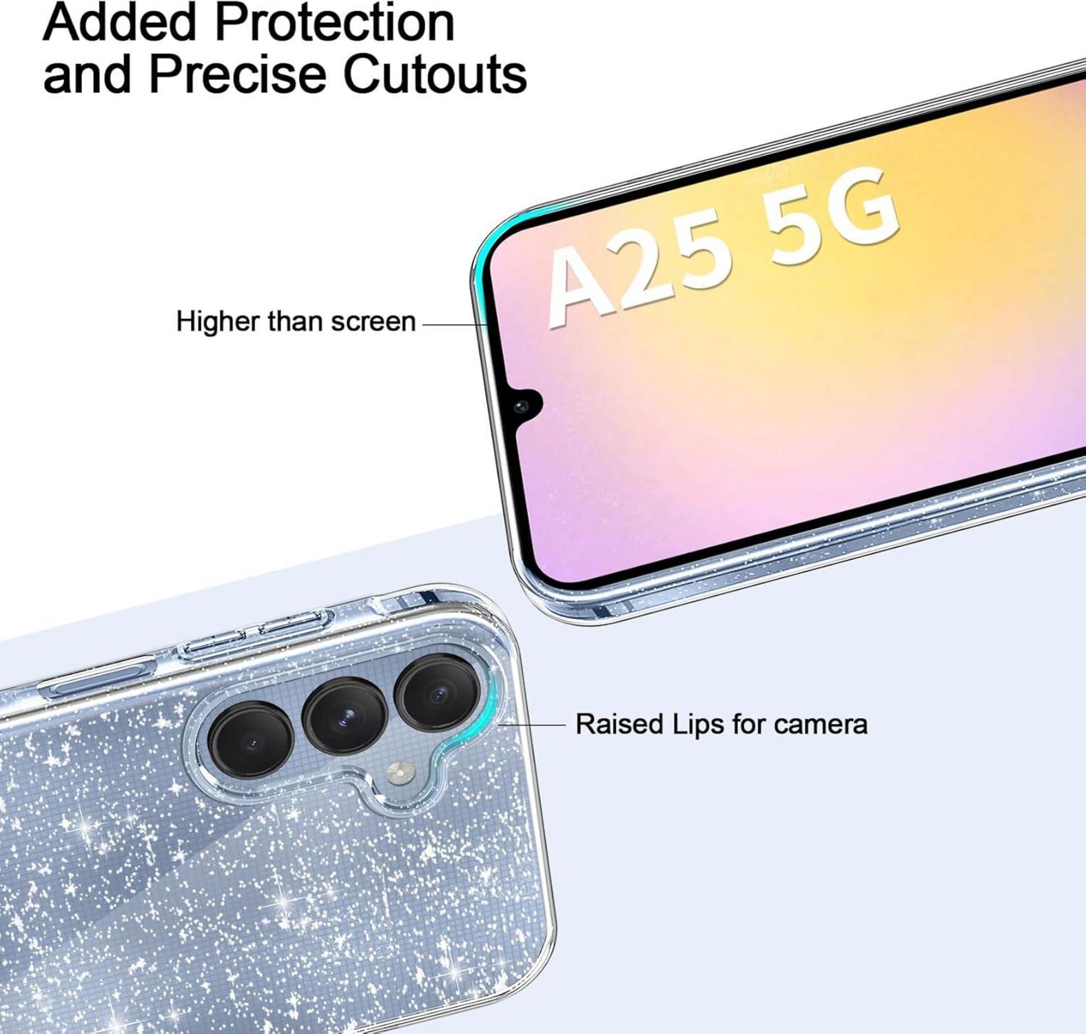 Klar Glitzer Handyhülle Samsung Galaxy A25 5G +2x Schutzfolie