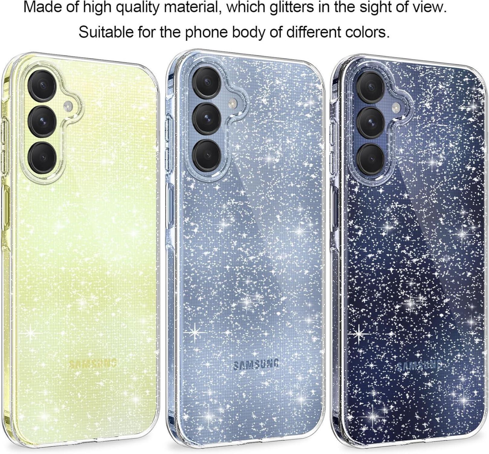 Klare Glitzer Handyhülle Samsung A25 5G +2 Schutzfolien