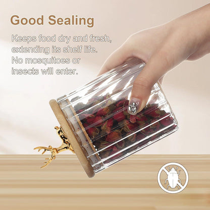 Große Vorratsgläser mit Deckel, 5er Set, Hirschdesign