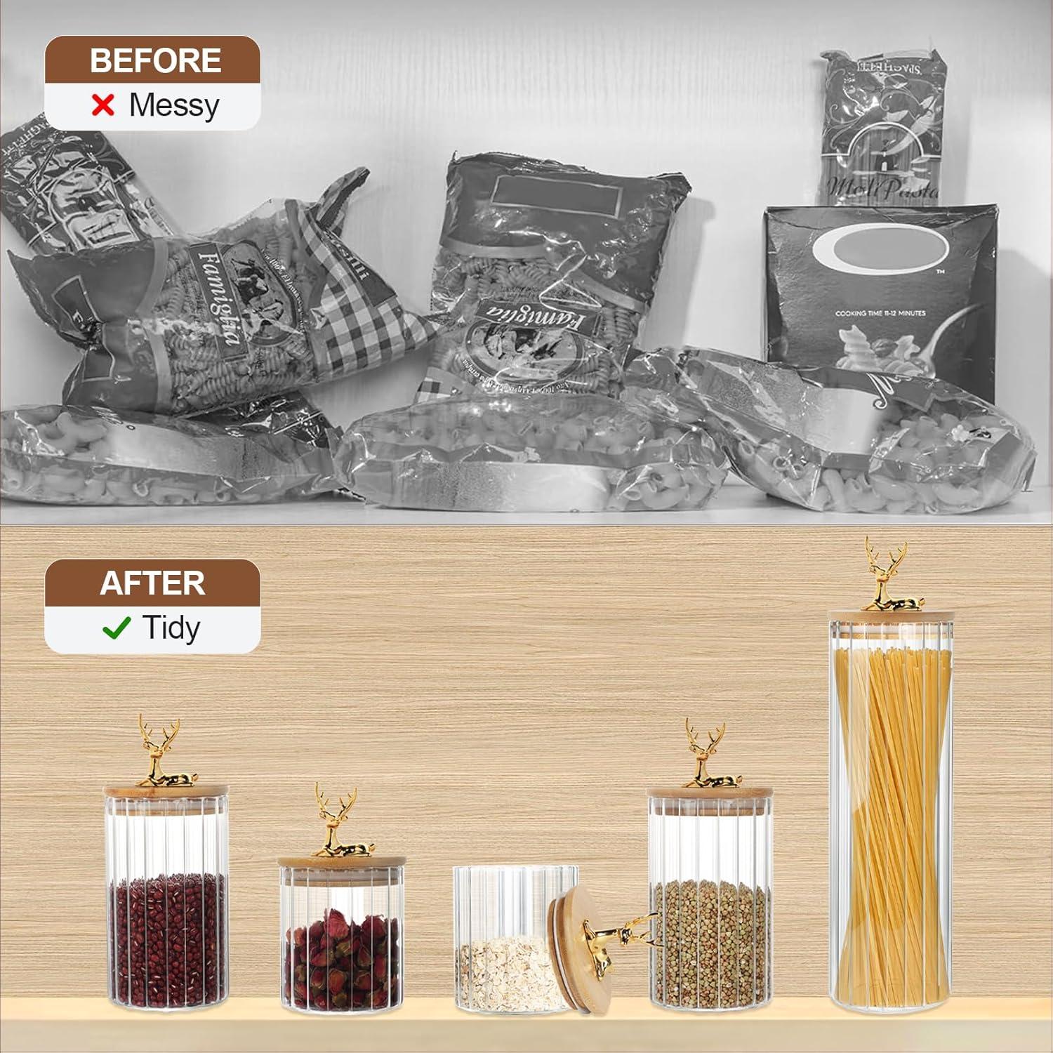 Vorratsgläser mit Deckel 4.6L | 5er Set Große Glasbehälter für Küche