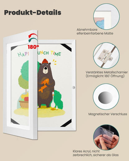 Kinderbilderrahmen A4 weiß, Kunstfotorahmen 2er Set