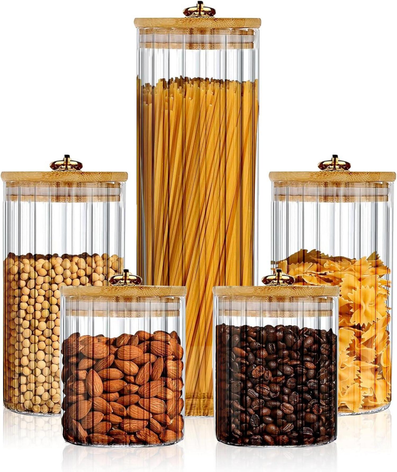 Luftdichte Vorratsgläser Set 5-teilig mit Bambusdeckel