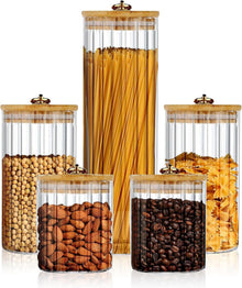 Luftdichte Vorratsgläser Set 5-teilig mit Bambusdeckel