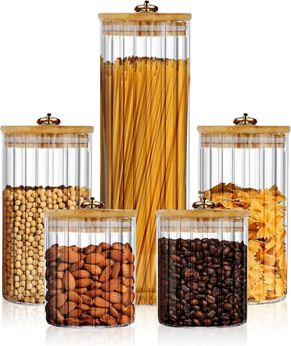 Luftdichte Vorratsgläser Set 5-teilig mit Bambusdeckel