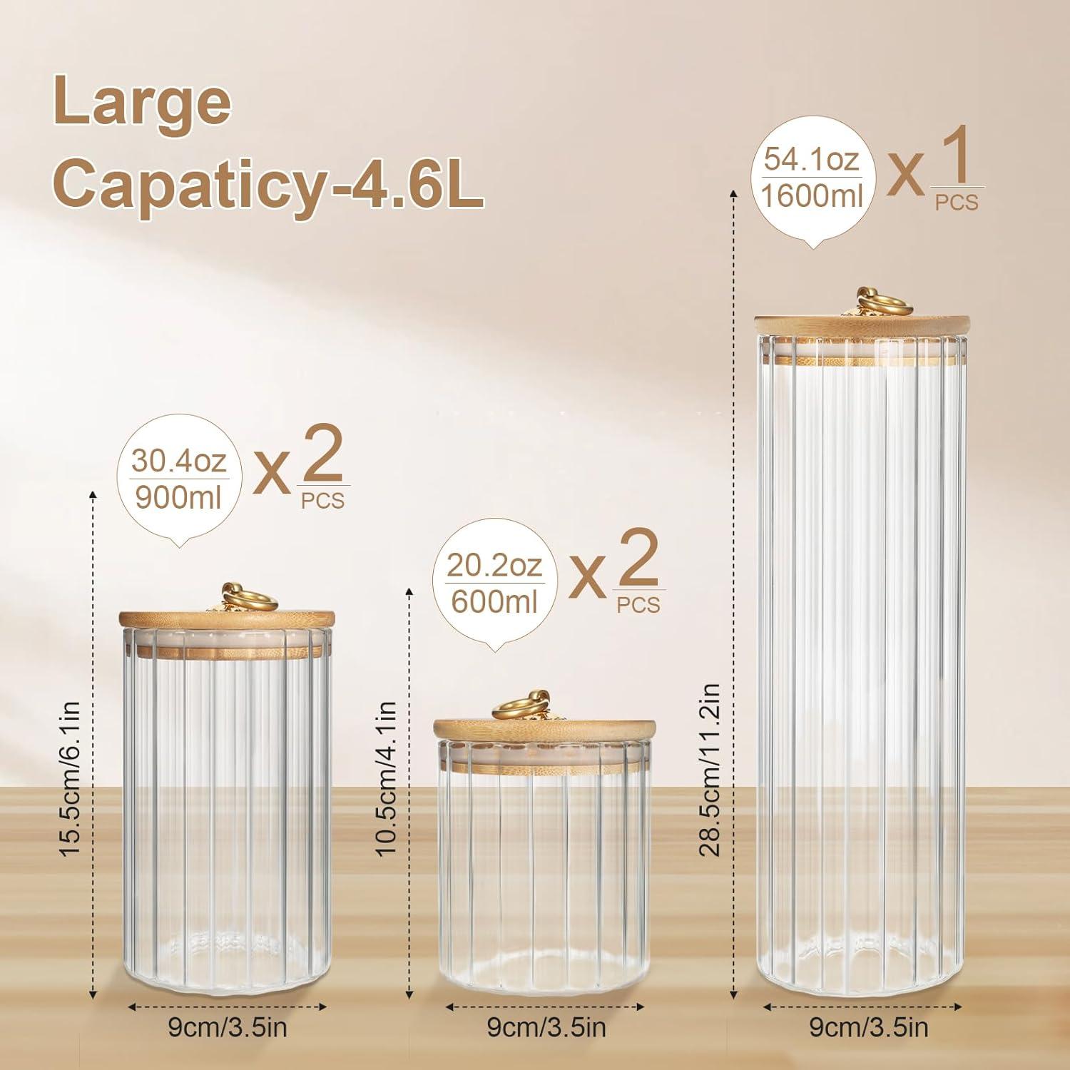 Glasbehälter mit Deckel 5er Set Vorratsgläser Glasluftdicht 4.6L