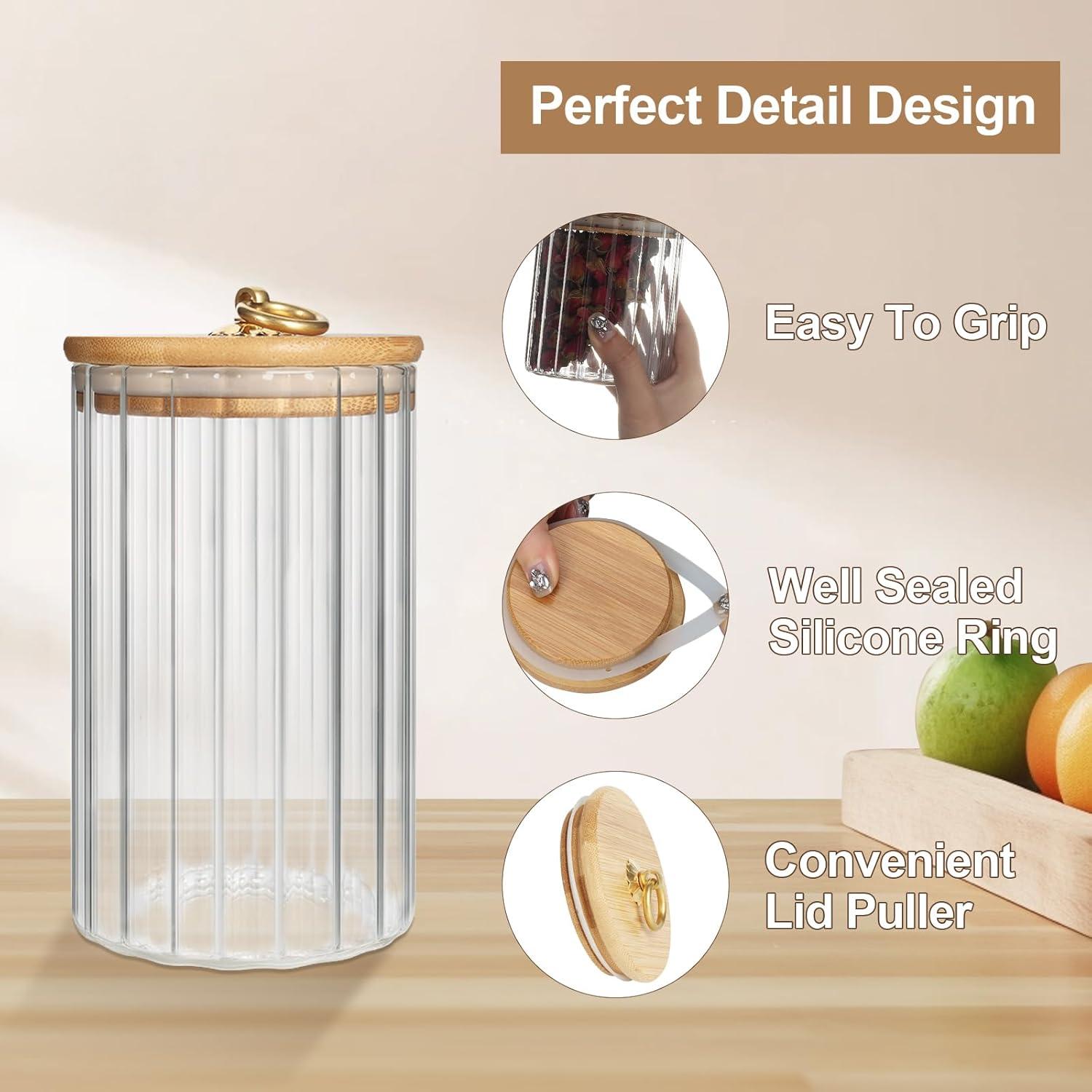 Glasbehälter mit Deckel Set 5er, Vorratsdosen Glas luftdicht, 4.6L