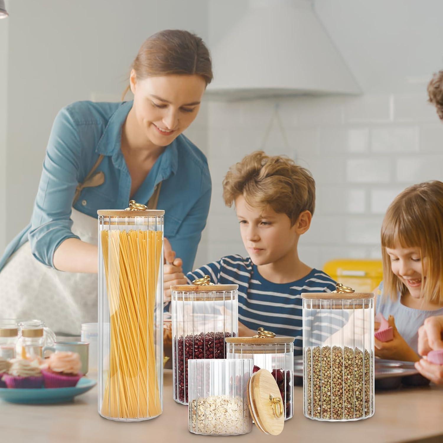 Glasbehälter mit Deckel 5er Set Vorratsgläser Glasluftdicht 4.6L