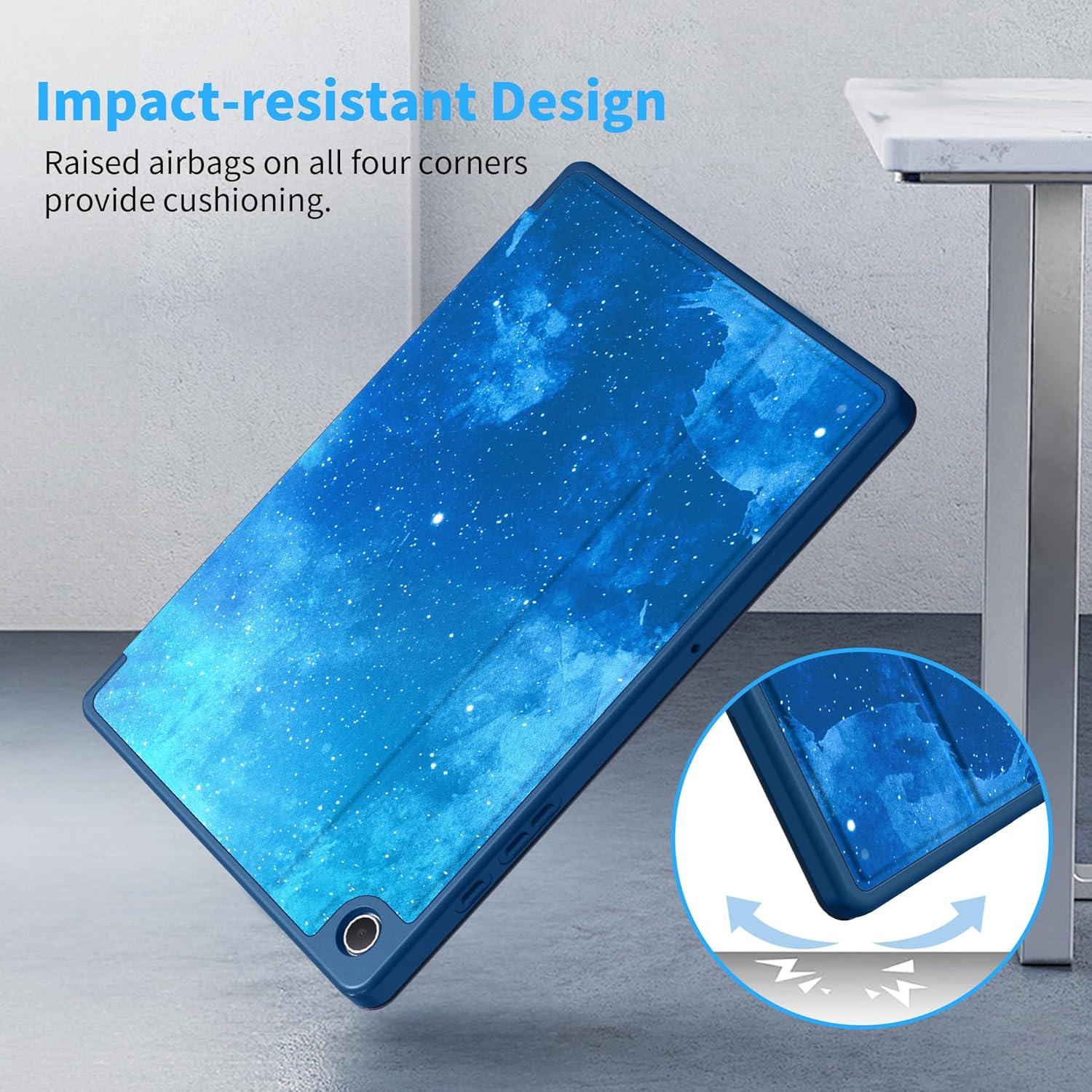 11 Zoll Tablet Hülle mit Pencil Halter und Standfunktion, Blaue Sterne