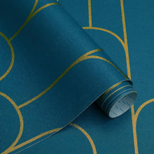 Selbstklebende Tapete Gold Türkis 44CM×10M Geometrische Streifen