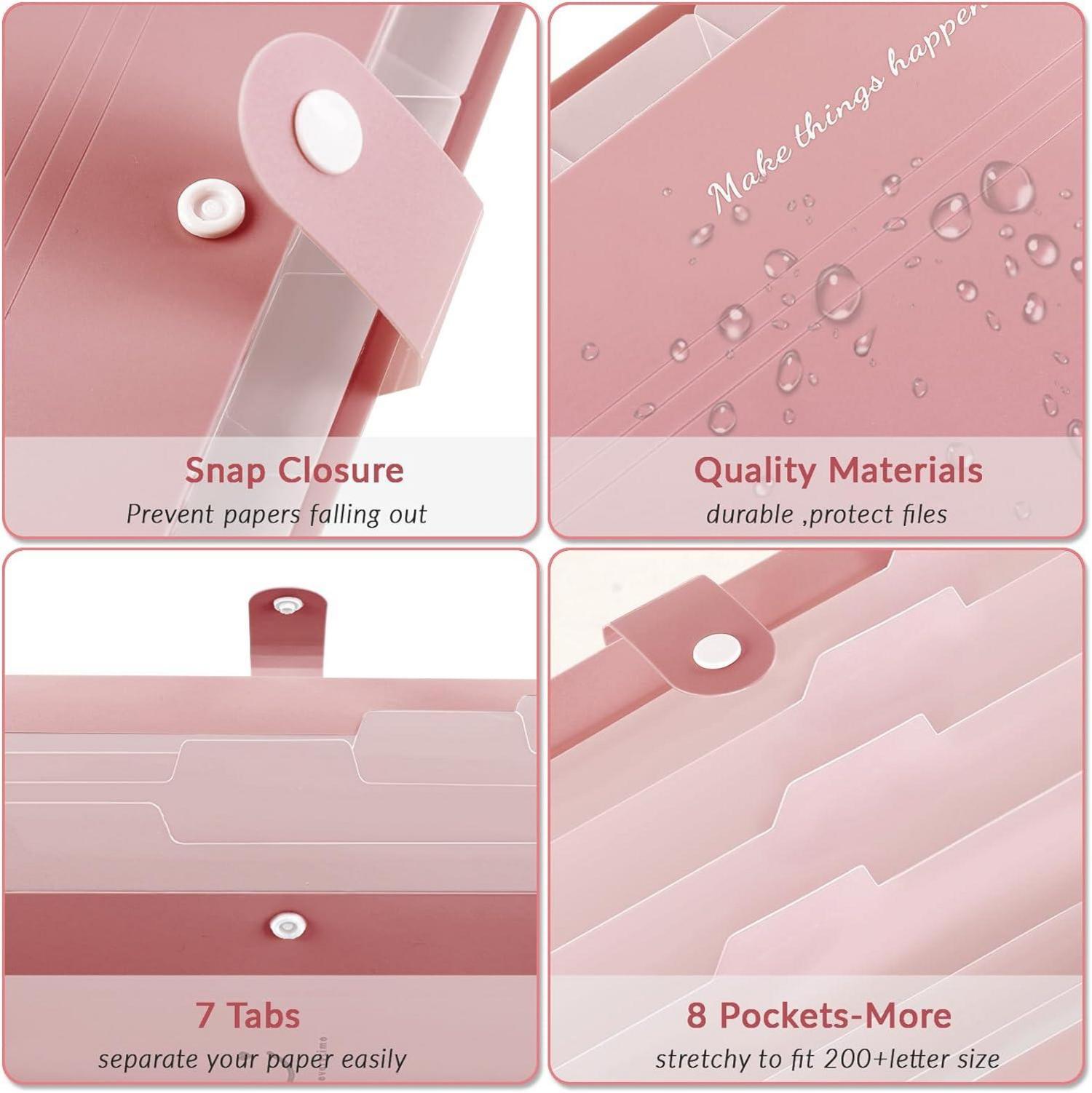 Dokumentenmappe A4 Organizer Mappen Ordner System Kunststoff rosa 2er Pack