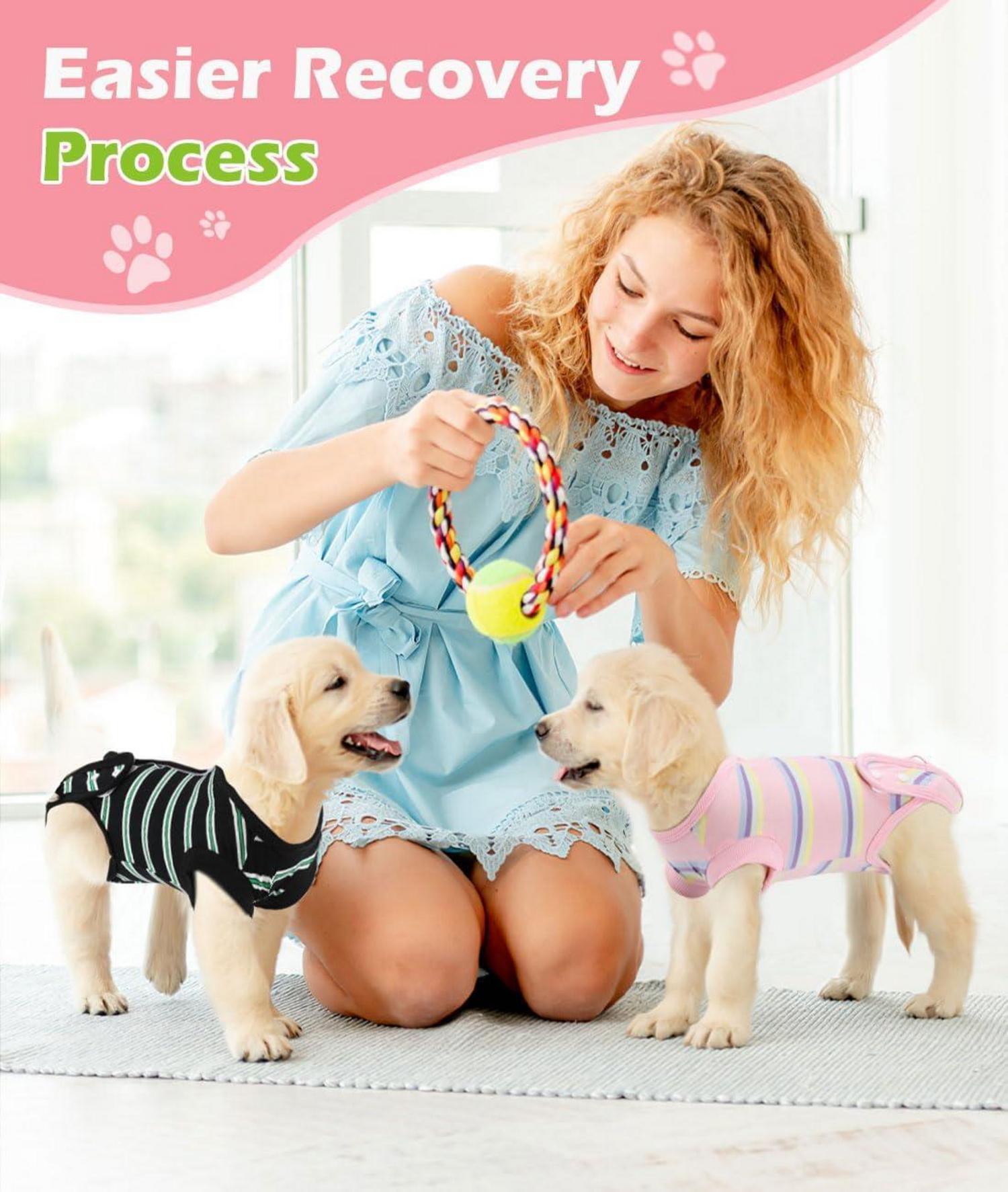 VavoPaw Erholungsanzug Hund Katze OP Genesung XL PinkStripes