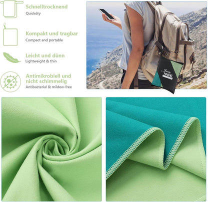 Mikrofaser Handtuch Set Sporthandtuch Reise Outdoor Strand 2 Stück