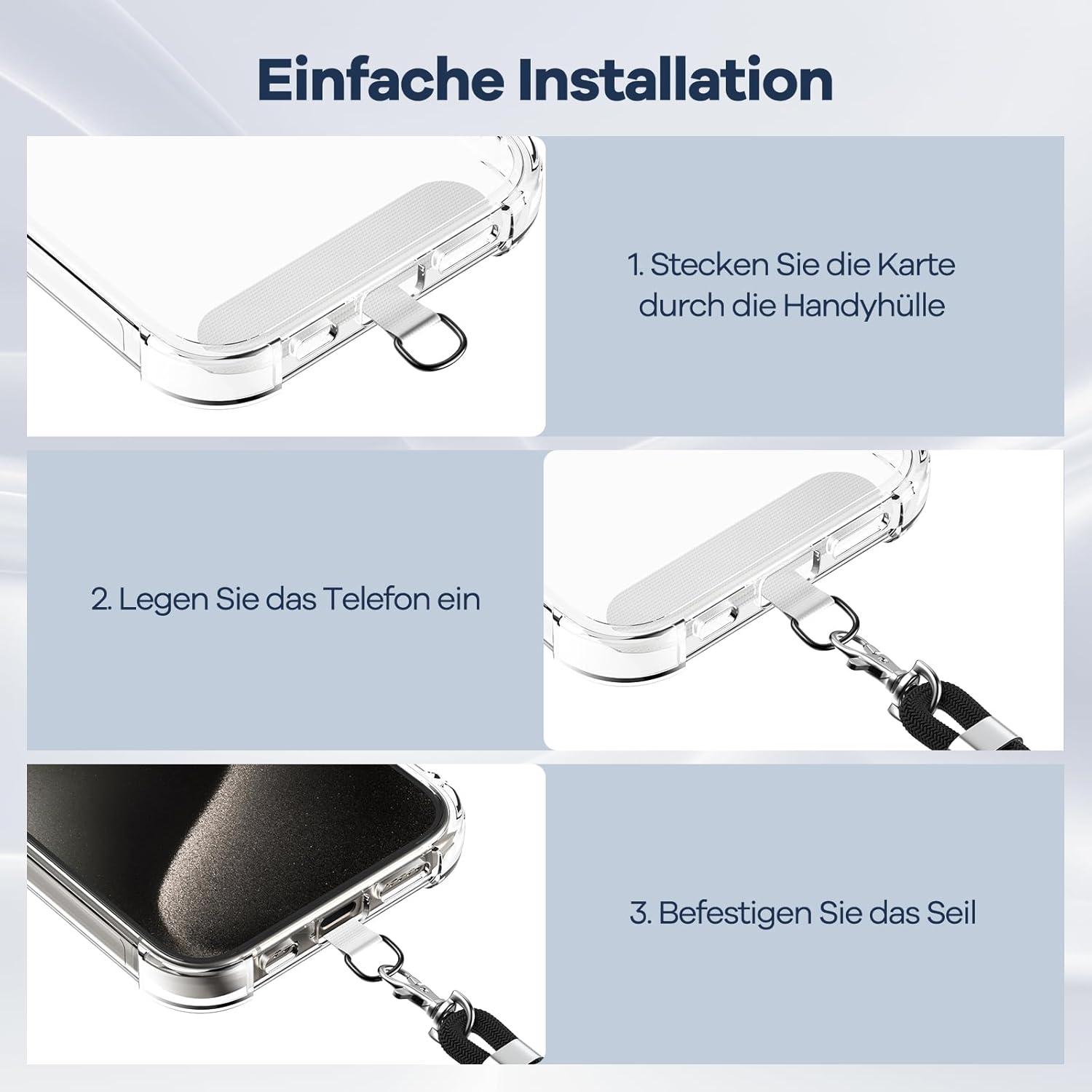 Handykette Universal Schwarz mit Weiß Universelles Pad