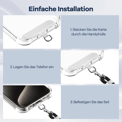Handykette Universal Schwarz mit Weiß Universelles Pad