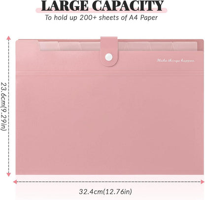 Dokumentenmappe A4 Fächermappe Kunststoff Organizer Mappe 4er Set Pink