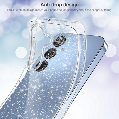 Klar Glitzer Handyhülle Samsung Galaxy A15 4G 5G + 2 Schutzfolien