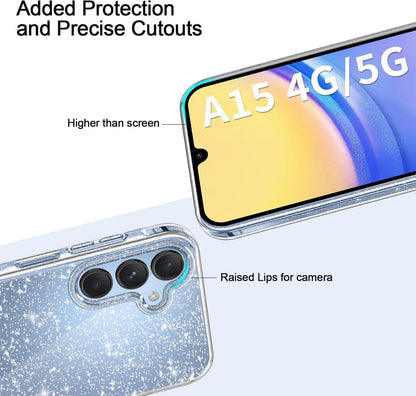 Glitzer Handyhülle Samsung Galaxy A15 4G 5G mit 2 Schutzfolien