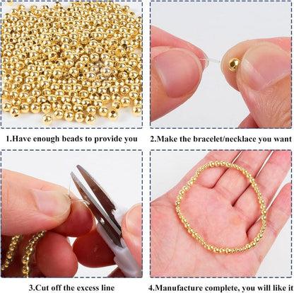 RUBY 3mm Goldene Perlen 600 Stk. DIY Schmuck Making Kit