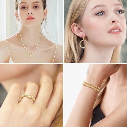 3mm Perlen Gold 600 Stück, 18K Vergoldete Messingperlen DIY Kit