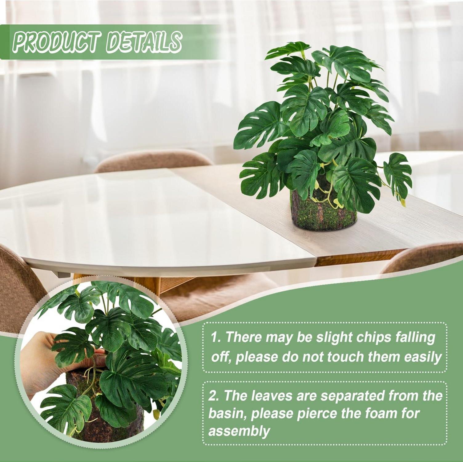 Künstliche Monstera Pflanze im Holztopf 22cm - Realistische Kunstpflanze für Badezimmer und Küche