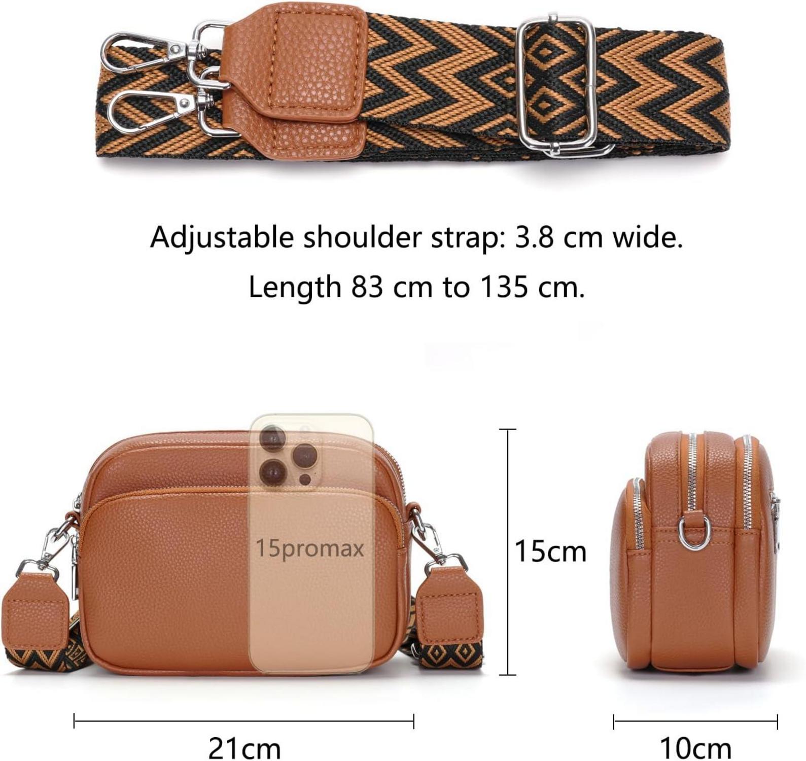 Umhängetasche Crossbody Bag Damen Veganes Leder Braun