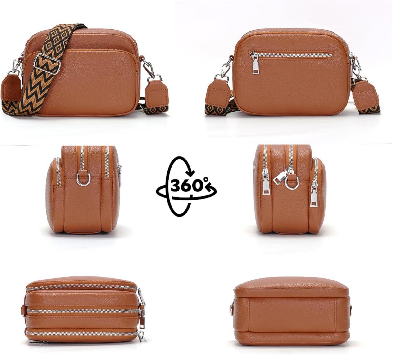 Atgbiem Umhängetasche Damen Klein Crossbody Veganes Leder Braun