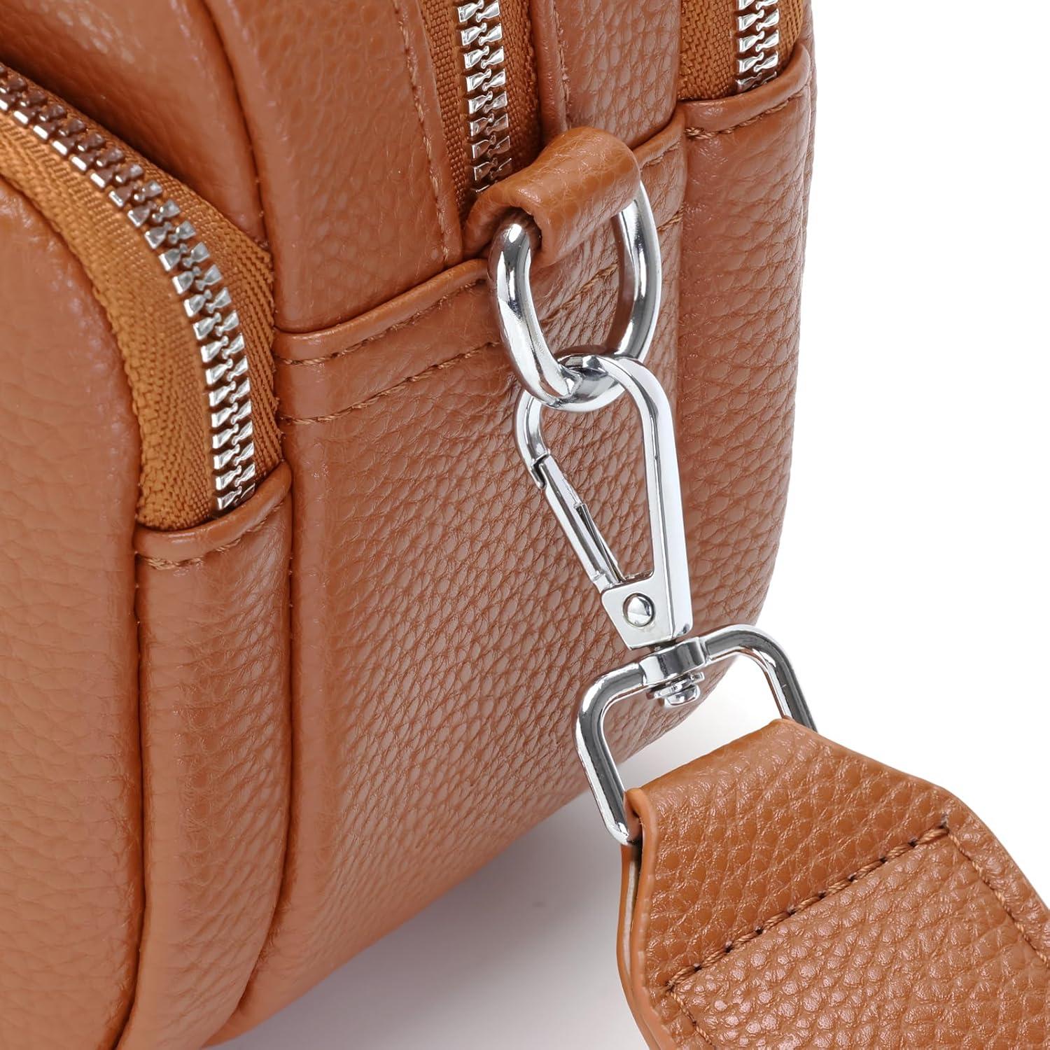 Atgbiem Umhängetasche Damen Klein Crossbody Veganes Leder Braun