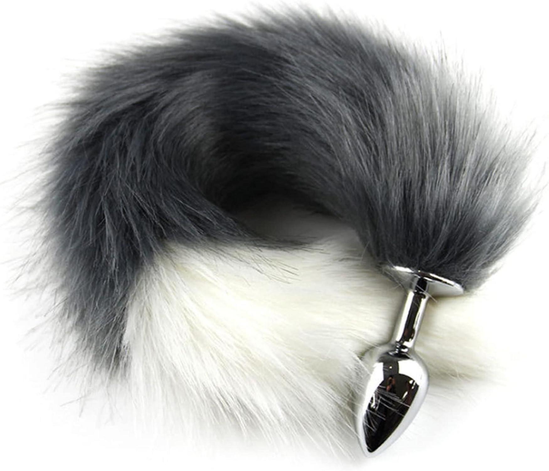 Edelstahl Analplug mit Fuchsschwanz Anal Perlen Butt Plug SM