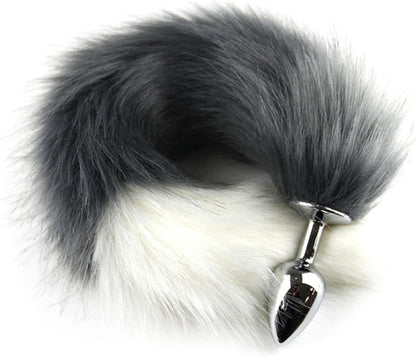 Edelstahl Analplug mit Fuchsschwanz Anal Perlen Butt Plug SM