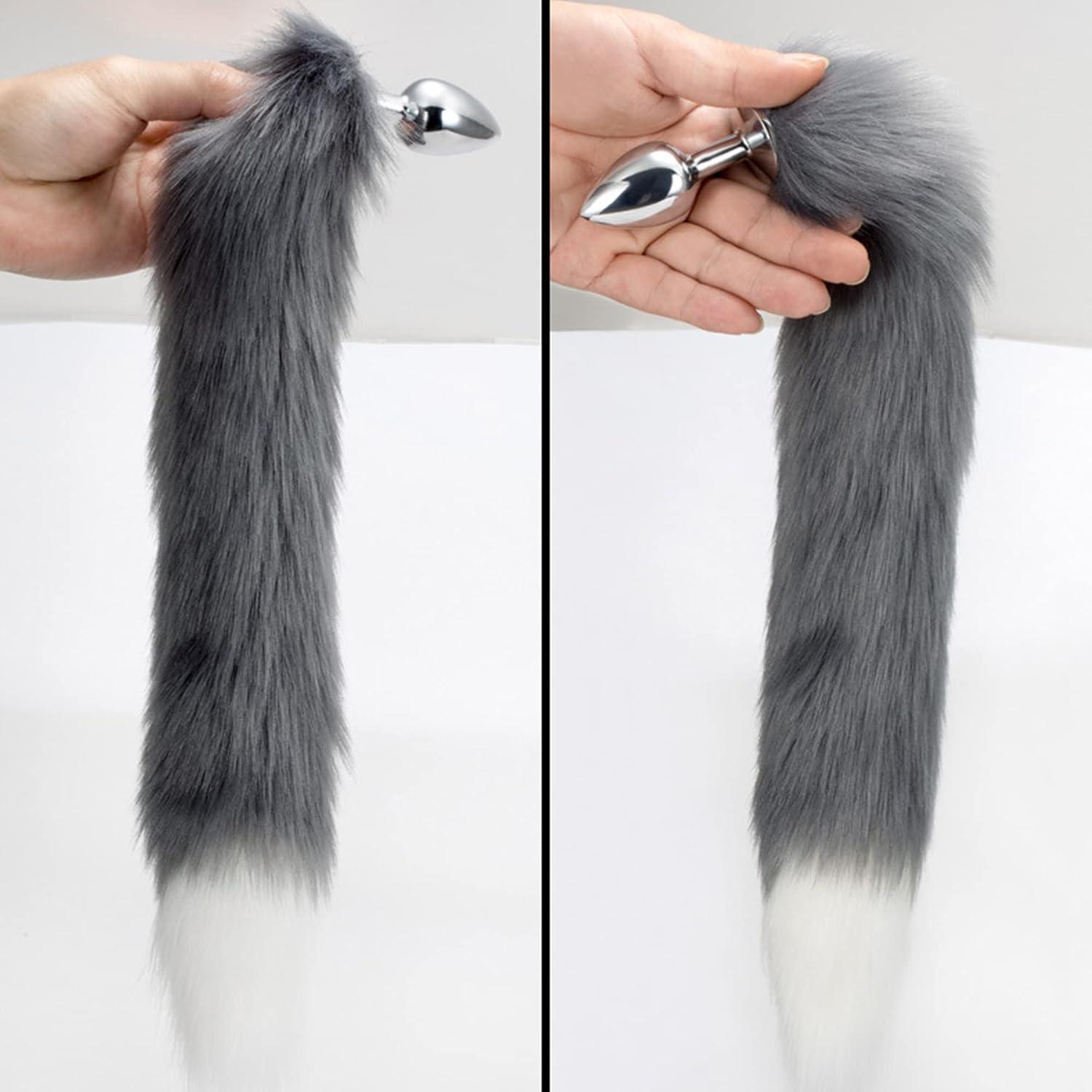 Edelstahl Anal Plug mit Fuchsschwanz Klein 7,5cm 3cm 38,5cm