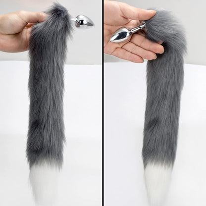 Edelstahl Anal Plug mit Fuchsschwanz Klein 7,5cm 3cm 38,5cm