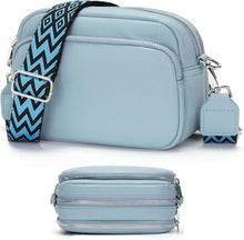 Umhängetasche Damen Veganes Leder Crossbody Handytasche Hellblau