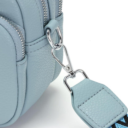 Damen Crossbody Bag Vegane Leder Umhängetasche Handytasche Hellblau
